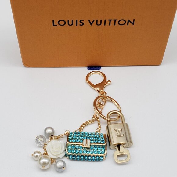 Authentic Louis Vuitton Gold Lock & Box w/ Unbranded Bag Bagcharm - Picture 2 of 7